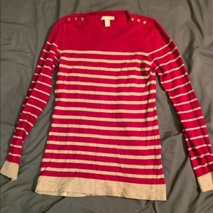 Red and camel striped sweater